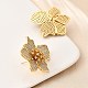 Серьги-гвоздики в форме цветка из латуни с прозрачным кубическим цирконием EJEW-C147-02G-3
