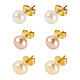 6 шт. серьги-гвоздики из натурального культивированного пресноводного жемчуга 3 цветов EJEW-TAC00026-1