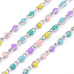 Цепи витые эмалированные из нержавеющей стали 304, с катушкой, пайки, цвет нержавеющей стали, ссылка: 5x2x2.5 mm, около 32.8 фута (10 м) / рулон