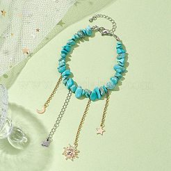 Браслеты из синтетической бирюзы с бисером AJEW-JB01221
