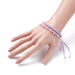 2шт 2 цвета персикового плетеного шнура браслет&nbsp;BJEW-JB07610-05