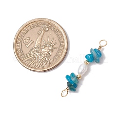 Подвески-шармы с натуральным апатитовым чипом и натуральным культивированным пресноводным жемчугом в виде рисовых бусин&nbsp;PALLOY-JF03707-10