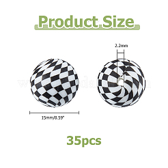 35 шт. круглые бусины с узором «тартан» из высококачественного силикона&nbsp;SIL-HS0001-11