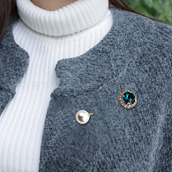 3 шт. 3-х цветные плоские круглые латунные броши-булавки со стразами&nbsp;JEWB-HY0001-49