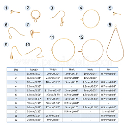 48шт. 12 комплекта фурнитуры для самостоятельного изготовления сережек из латуни DIY-PH0006-12