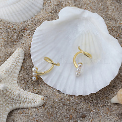 925 серебряная спиральная серьга-пусет с жемчужными бусинами EJEW-P231-24G