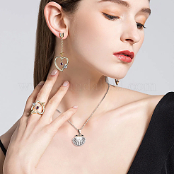 2 шт. 2 цвета нержавеющая сталь в форме ракушки медальон ожерелье комплект NJEW-FI0001-28