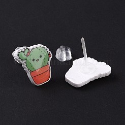 Акриловые серьги-гвоздики с пластиковыми булавками для женщин EJEW-F293-01E