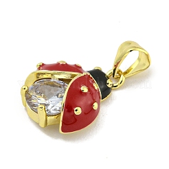 Покрытие стойки латунь микро паве прозрачный кубический цирконий с эмалевой подвеской&nbsp;KK-B091-37G-02