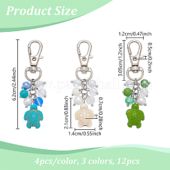 12 шт. 3 цвета подвески из искусственной бирюзы в виде морской черепахи&nbsp;HJEW-NB00201