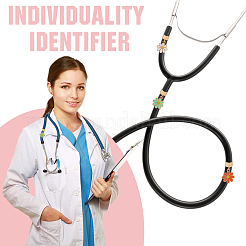 6 шт. 6-х цветный эмалированный сплав стетоскоп подвесные украшения&nbsp;HJEW-SP0001-33