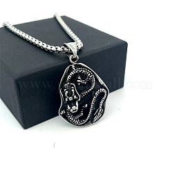 Винтажные панк-ожерелья с подвеской в виде дракона из нержавеющей стали 304 для мужчин&nbsp;GS6470