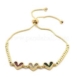 Латунь микро проложить кубический цирконий слайдер браслеты&nbsp;BJEW-S163-01B-G