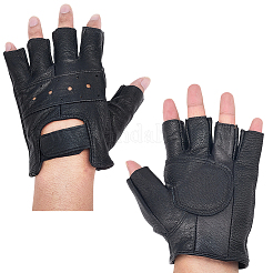 1 пара кожаных перчаток с полупальцами для мужчин&nbsp;AJEW-CL0002-08