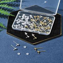 40 шт. 2 цвета фурнитура для сережек-гвоздиков из нержавеющей стали 304&nbsp;STAS-FS0001-57