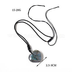 Ожерелья с подвеской в виде сердца из натурального лабрадорита&nbsp;PW-WG04E68-01