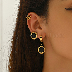 3 пара серег из нержавеющей стали с цветком и плоскими круглыми серьгами IB5590