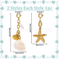 2 шт. 2 стильных подвесных украшений в форме ракушки из нержавеющей стали 304&nbsp;HJEW-GA0001-60