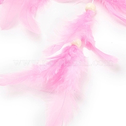 Тканая паутина/сетка с подвесными украшениями из перьев HJEW-G025-10