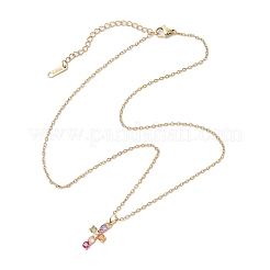 Латунный подвесной крест с разноцветными кубическими цирконами из нержавеющей стали 304 NJEW-JN05358