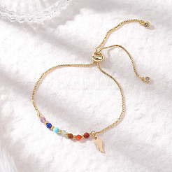 Браслеты-слайдеры из латунной цепочки-коробки с чакрами BJEW-JB12602-02