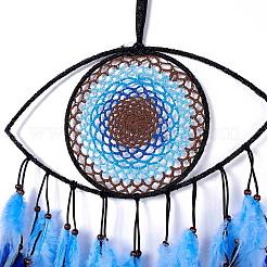 Тканая сетка/паутина ручной работы от сглаза с настенным украшением из перьев&nbsp;LS-HJEW-K035-07