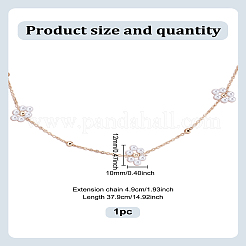 Ожерелья из цепочек с бусинами и искусственным жемчугом из цветочного АБС&nbsp;NJEW-LP00001