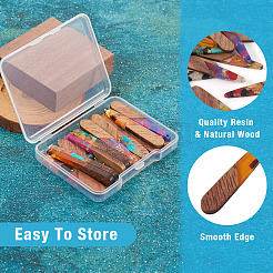 16шт 8 цвета прозрачные подвески из смолы и орехового дерева RESI-BT0001-34