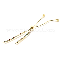 Регулируемый латунный цветной кубический цирконий слайдер браслет изготовление KK-L230-15G-01