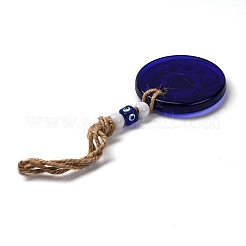 Плоский круглый с дурным глазом подвесной светильник украшение&nbsp;HJEW-Z005-01F