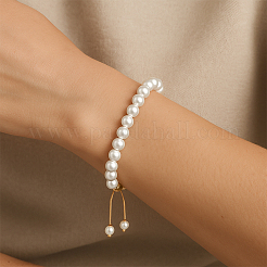 3шт. 3 стиля браслет-слайдер с ракушечным жемчугом и латунной цепочкой-змейкой&nbsp;BJEW-HY0001-07