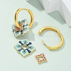 Серьги-кольца из латуни с ромбами EJEW-R016-13G-04