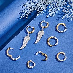 4 пара двухцветных серег-колец из нержавеющей стали 304 размера 4 для женщин EJEW-UN0002-20