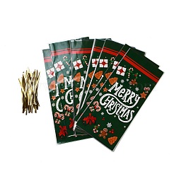 50 шт. Рождественские печатные целлофановые пакеты OPP с проволочными завязками ABAG-C013-04