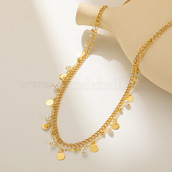 Латунь с круглой пластиковой жемчужной монетой кисточкой двухслойные цепочки на талию и живот для женщин FS-WGFA592-01