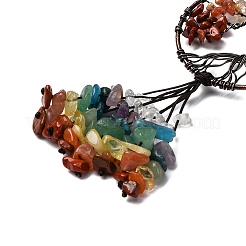 Обернутые проволокой чипы чакры натуральные драгоценные камни большие подвесные украшения HJEW-H057-02D-01