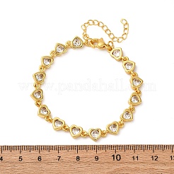 Латунные браслеты с микропаве из прозрачных кубических цирконий для женщин BJEW-D342-02G