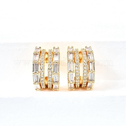 Латунные серьги-манжеты из прозрачного кубического циркония&nbsp;EJEW-F370-14G