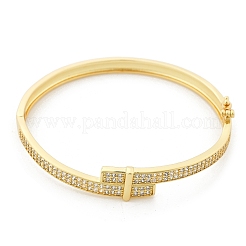 Женские браслеты на шарнирах из латуни с микропаве и прозрачным фианитом BJEW-K274-05G