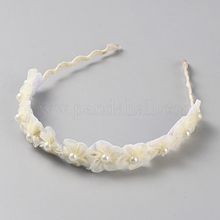 Повязка на голову из полиэстера и пластика с имитацией жемчужного цветка&nbsp;AJEW-WH20002-63