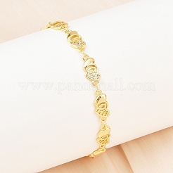 Латунные браслеты-цепочки с микропаве из прозрачных кубических цирконий для женщин BJEW-A090-09A-G