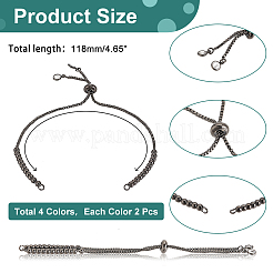 8 шт. 4-цветные латунные цепочки-слайдеры для изготовления браслета с прозрачным кубическим цирконием KK-AR0002-83