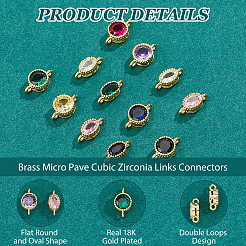 12шт 2 стиля латунные микро проложить кубические циркониевые соединители KK-HS0015-22A