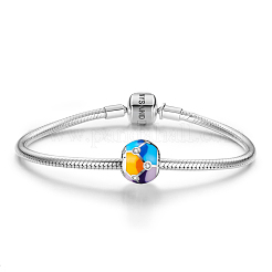 Родиевое покрытие 925 стерлинговое серебро цветная эмаль подвеска европейская бусина TS-C-220