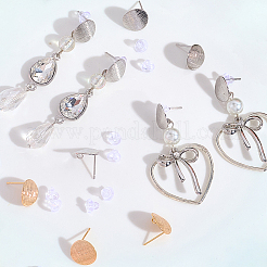 20 шт. 2-х цветные латунные серьги-гвоздики&nbsp;KK-BBC0023-11