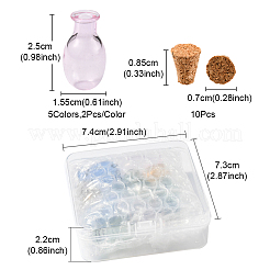 10шт 5 цвета овальные стеклянные пробковые бутылки орнамент DJEW-FS0001-01