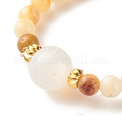 Круглое стрейч-кольцо из бисера из натуральных смешанных камней с лунным камнем RJEW-JR00440