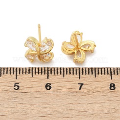 Серьги-гвоздики из латуни с микро-паве и прозрачным фианитом EJEW-U064-03A-G