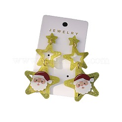 Серьги-гвоздики из акрила с подвесками в виде звезды и Санта-Клауса FS-WGF30DA-05