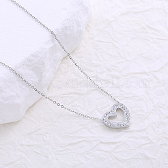 Минималистичные ожерелья из нержавеющей стали с подвеской в виде сердца и кристаллами из горного хрусталя для женщин&nbsp;DZ6290-1